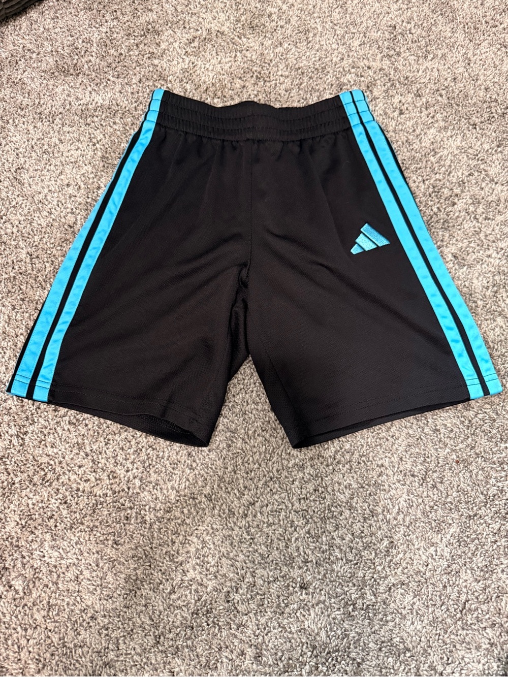 adidas Black Athletic Shorts with Light Blue Stripes
